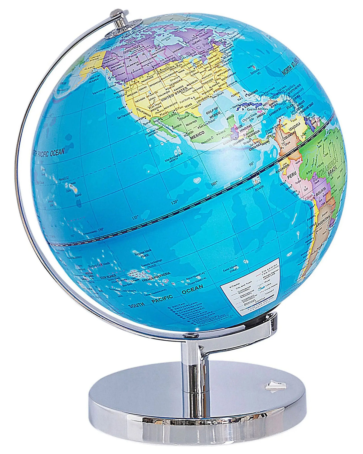 Decorative Globe Blue Silver Metal Stand Felt Pad LED Star Map 24 cm Beliani