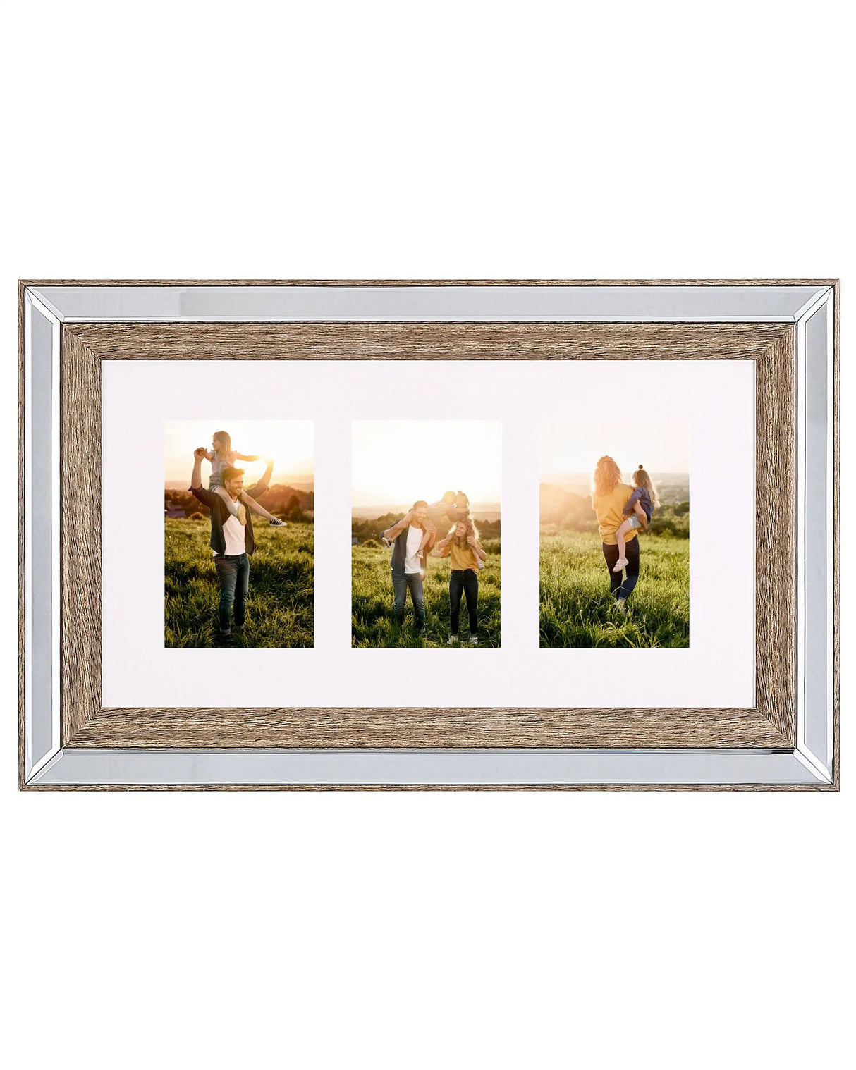 Photo Frame Dark Wood 32 x 50 cm for 3 Pictures 10 x 15 cm Collage Aperture Beliani