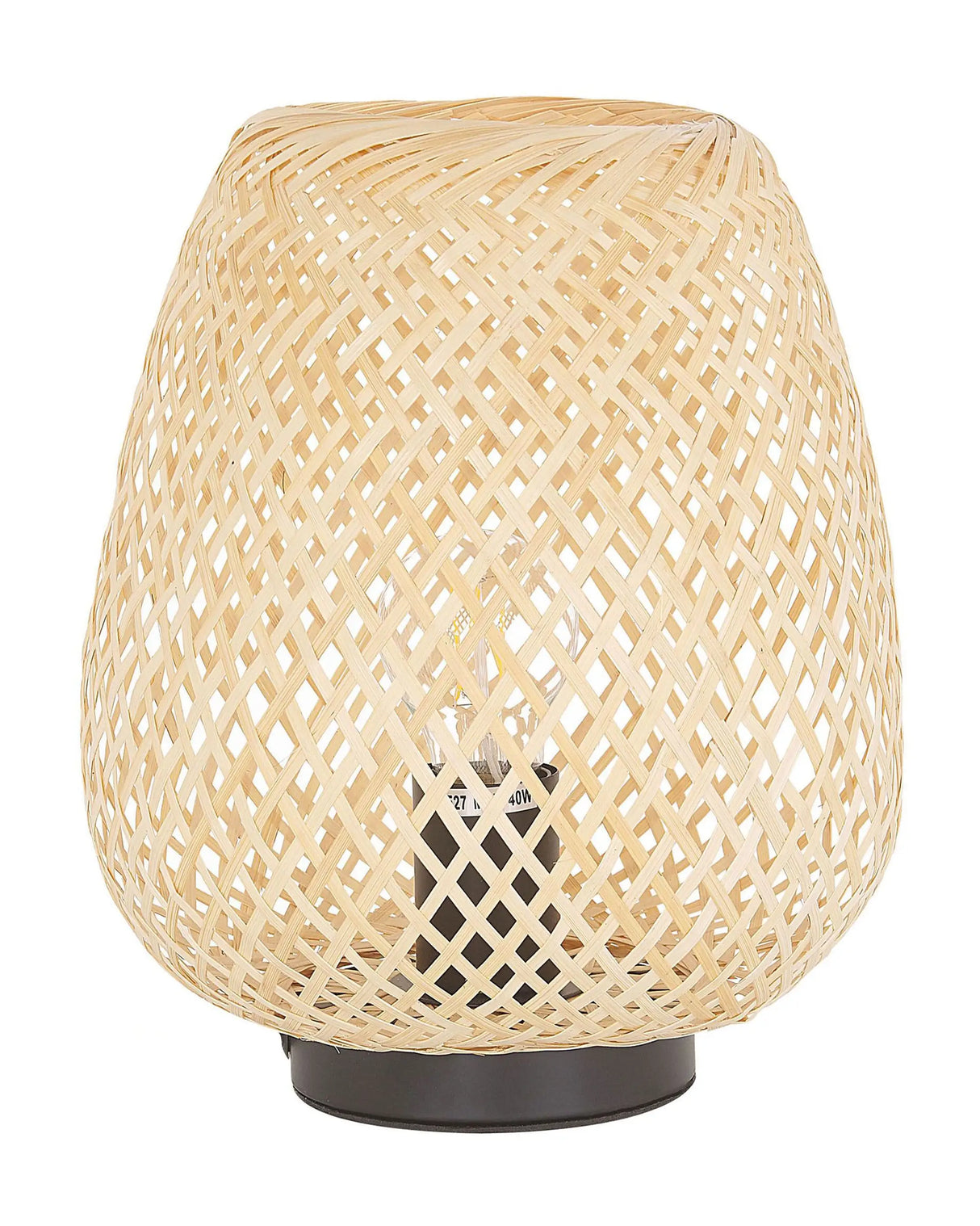 Table Lamp Light Wood Bamboo 30 cm Boho Style Home Decor Accessory Beliani