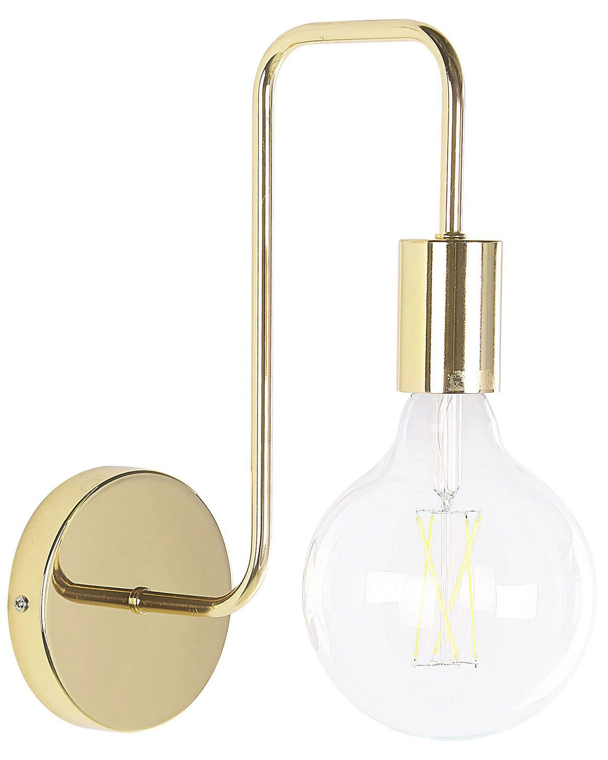 Wall Lamp Gold Metal Sconce Gloss Finish Exposed Light Bulb Glamour Beliani