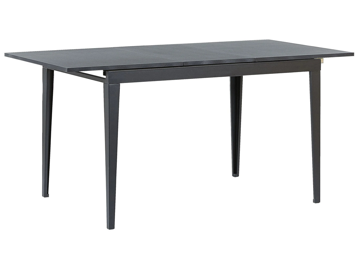 Extending Dining Table Black Steel Legs 120/160 x 80 cm Butterfly Mechanism Timeless Design Beliani