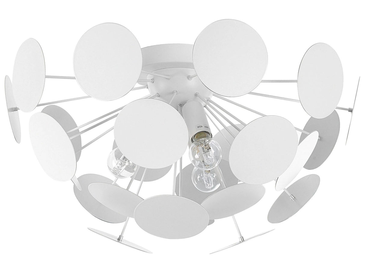 Pendant Lamp White Metal Hemisphere Shade of Circles 2 Light Bulbs Industrial Art Deco Beliani