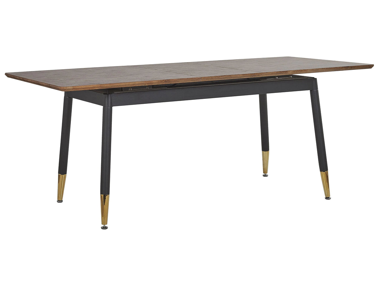 Extending Dining Table Dark Wood Top and Black Metal Legs 160/200 x 90 cm Modern Design Beliani