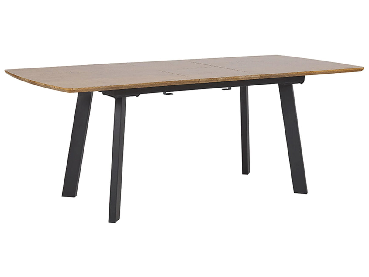 Extending Dining Table Dark Wood Top and Black Metal Legs 160/200 x 90 cm Modern Design Beliani