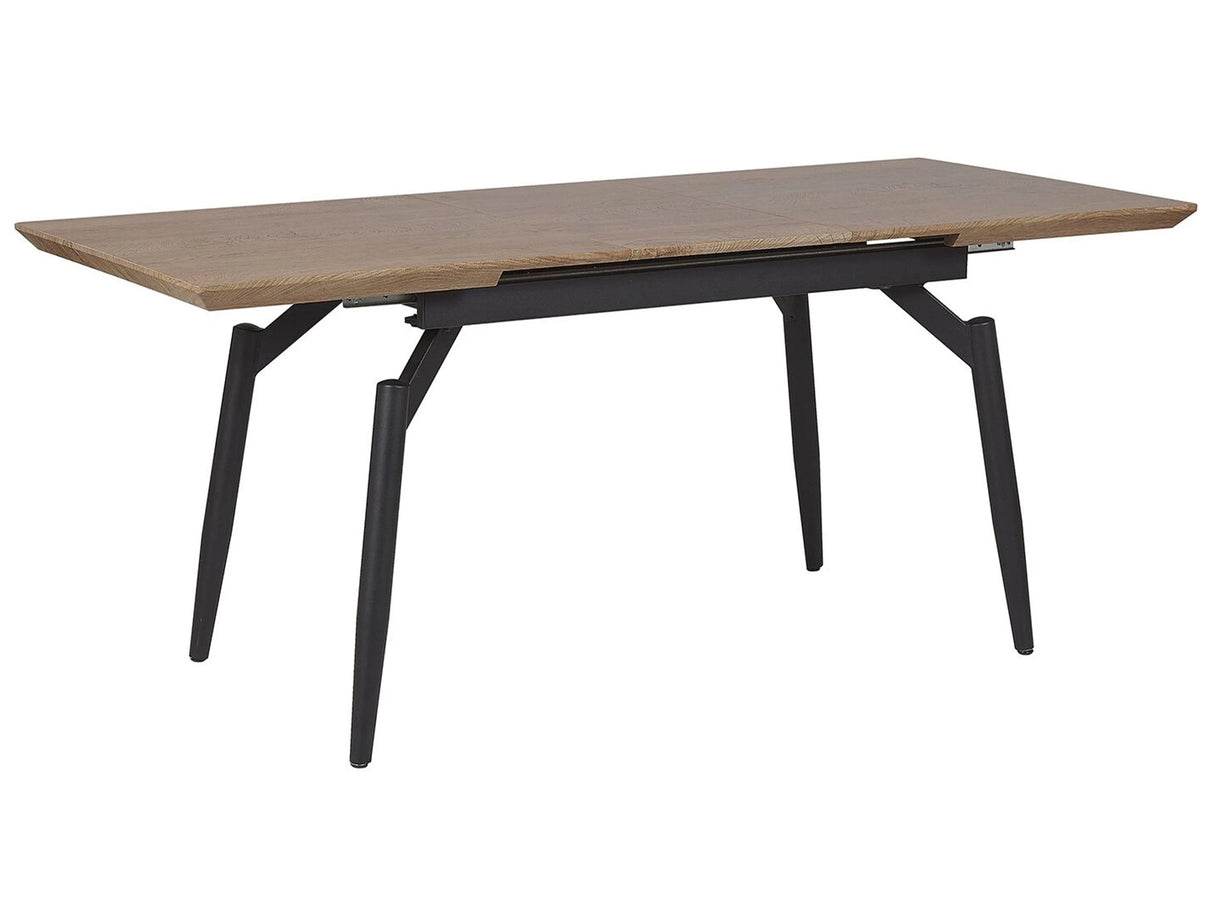 Extending Dining Table Dark Wood MDF Top with Metal 140/180 x 80 cm Black Legs Contemporary Kitchen Table Beliani