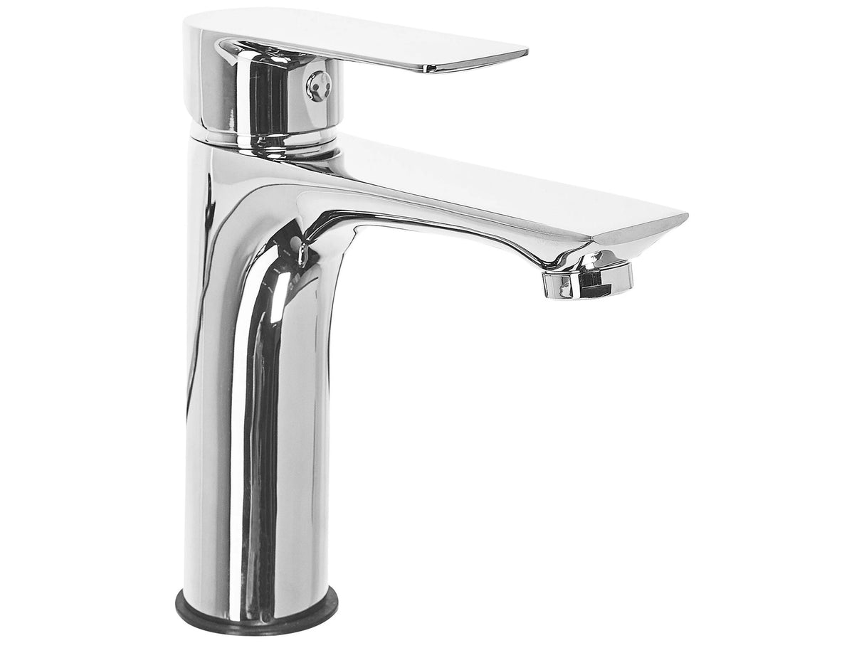 Basin Mixer Tap Silver Brass Single Lever Flat Spout Beliani