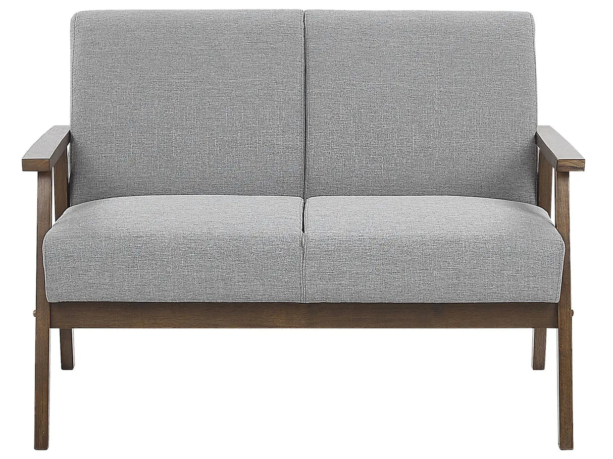 Sofa Grey Polyester Upholstery 2 Seater Retro Design Wooden Frame Living Room Couch Beliani