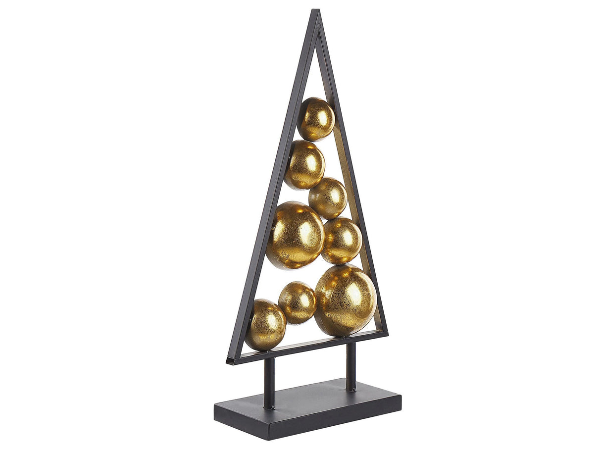Decorative Item Black and Gold Metal Christmas Tree Holiday Season Ornaments Beliani