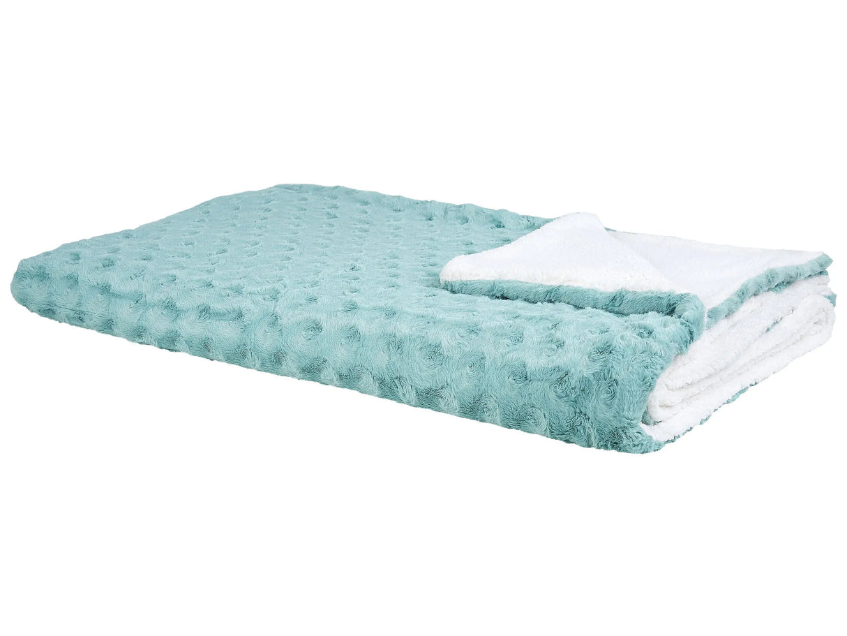 Bedspread Light Green Soft Fabric 200 x 220 cm Sherpa Fleece Lining Beliani