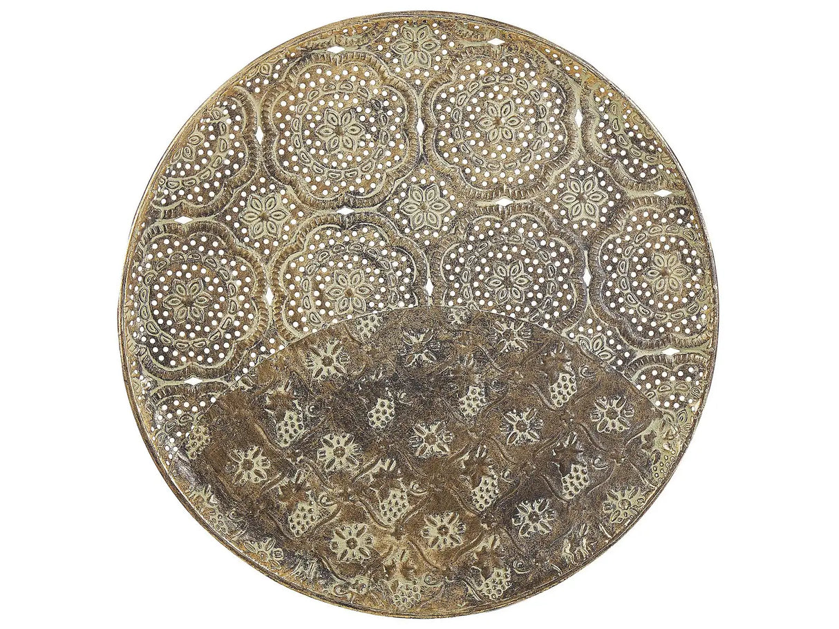 Decorative Tray Gold Metal Openwork Round 49 cm Retro Glamour Beliani