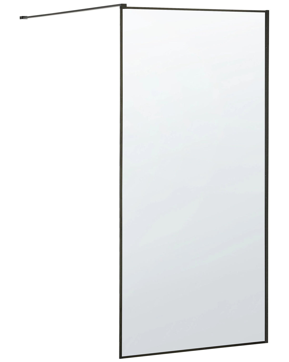 Shower Screen Black Tempered Glass Stainless Steel Frame Wet Room Bathroom Doorless Enclosure 100 x 190 cm Beliani