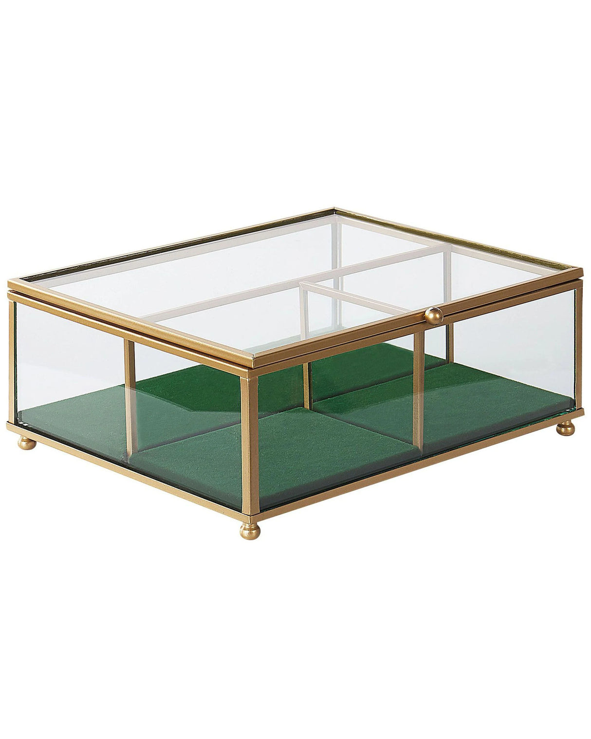 Jewellery Box Gold Brass Glass Decorative Storage Organizer with Compartments 21 x 17 x 8 cm Modern Glam Accent Piece Beliani