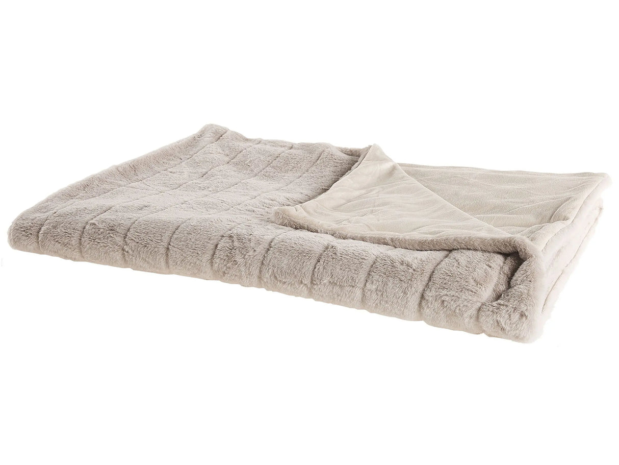 Blanket Beige Polyester Fabric 150 x 200 cm Modern Minimalist Throw Fluffy Beliani