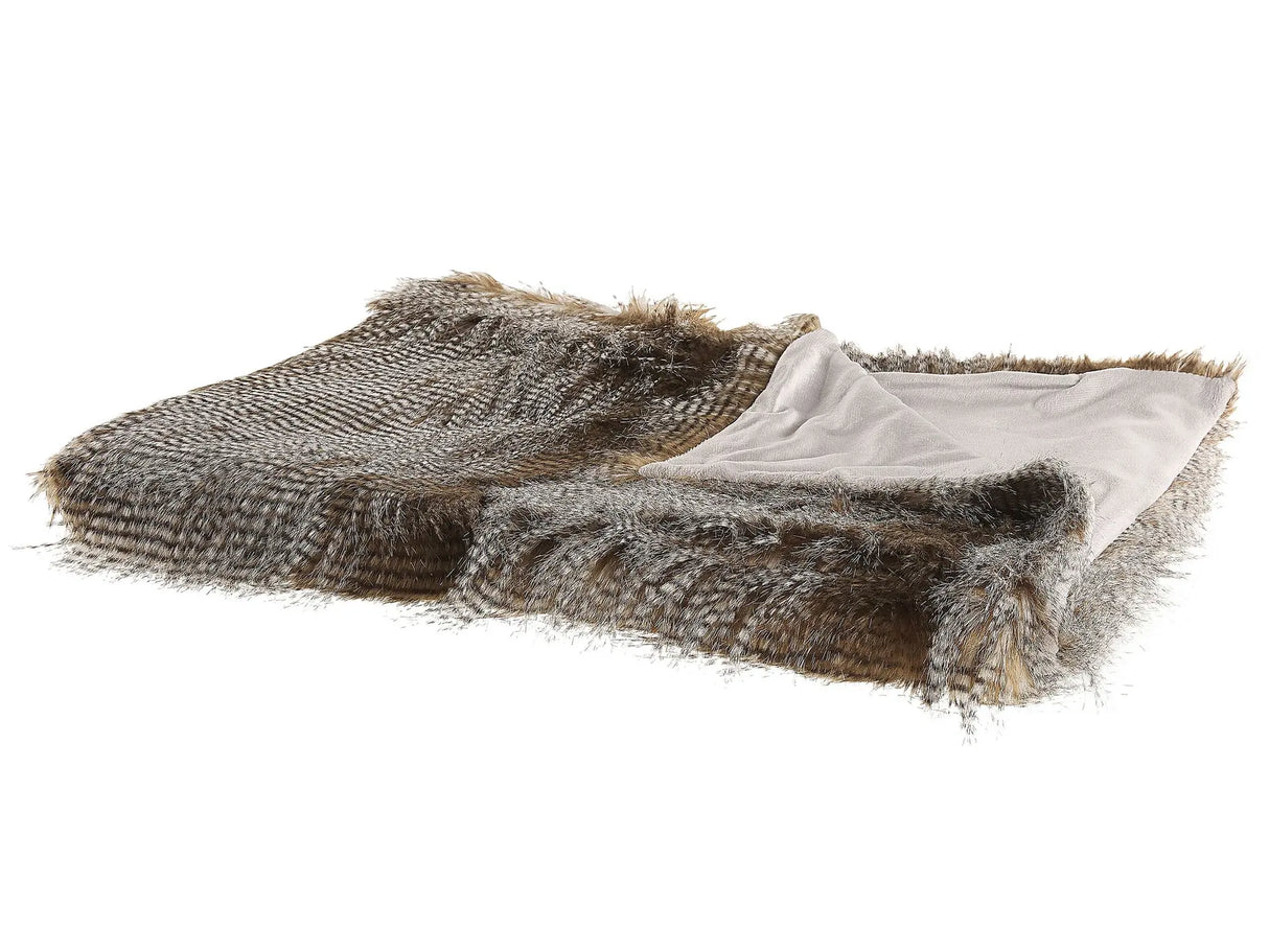 Blanket Brown and White Acrylic 150 x 200 cm Living Room Rustic Boho Throw Beliani