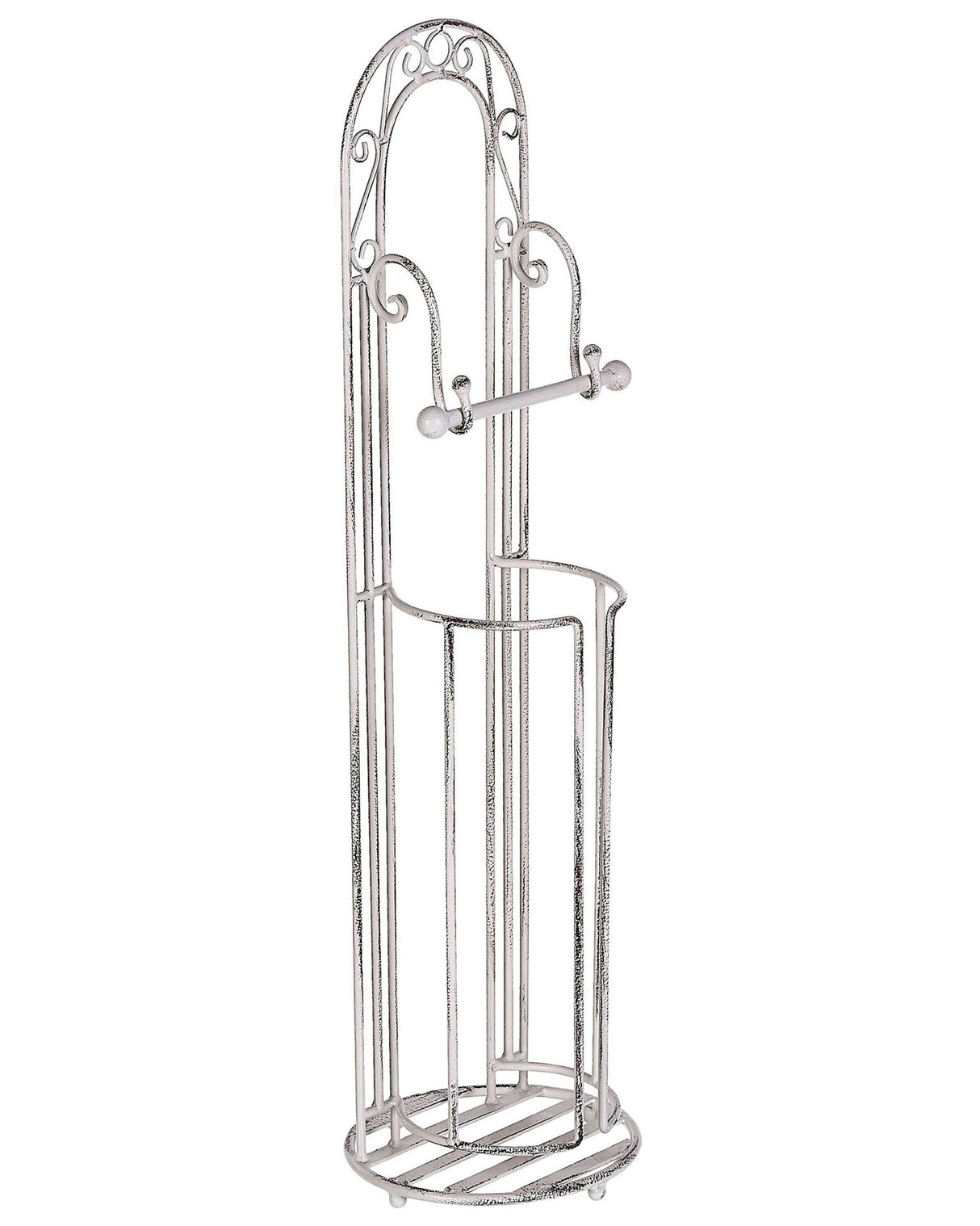 Toilet Paper Holder White Distressed Metal Bathroom Accessories Vintage Retro Design Beliani