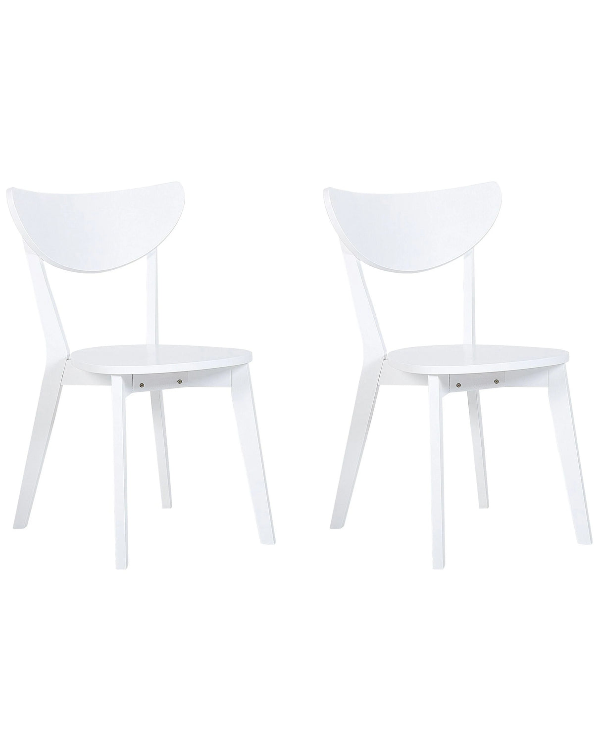 Set of 2 Dining Chairs White MDF Seat Rubberwood Legs Armless Curved Backrest Beliani