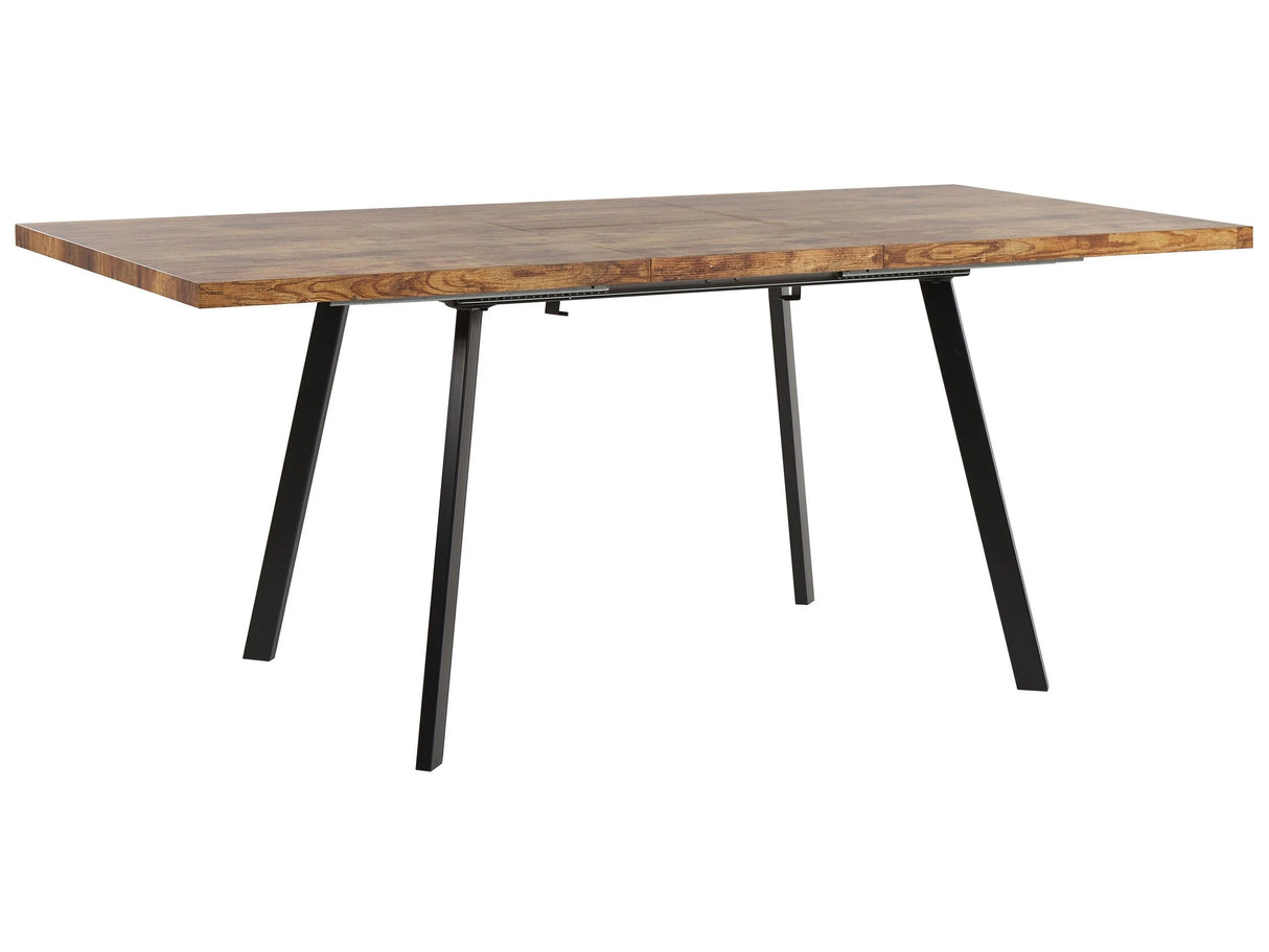 Dining Table Light Wood Colour Black Metal Legs MDF Extending 140/180 x 90 cm Traditional Extension Beliani