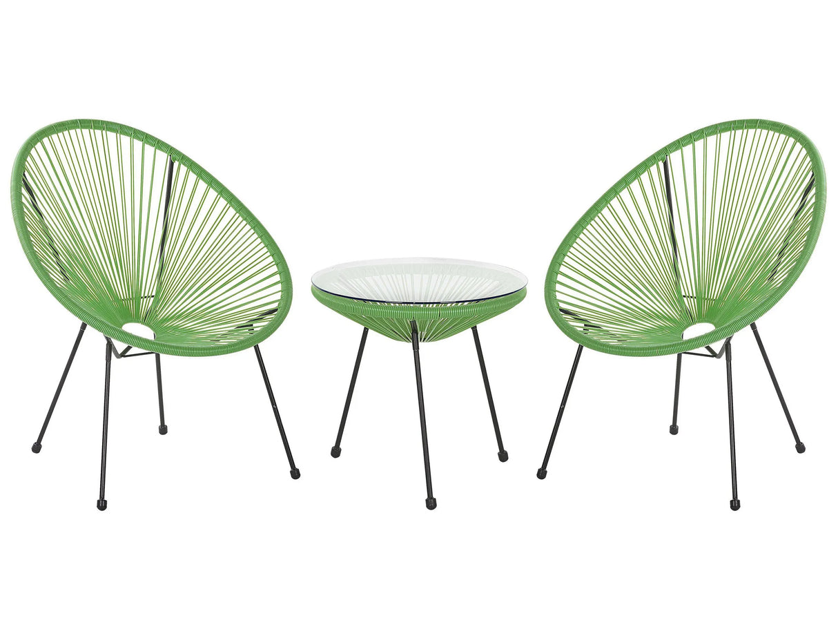 Bistro Set Green PE Rattan 3 Piece 2 Seater Modern Beliani