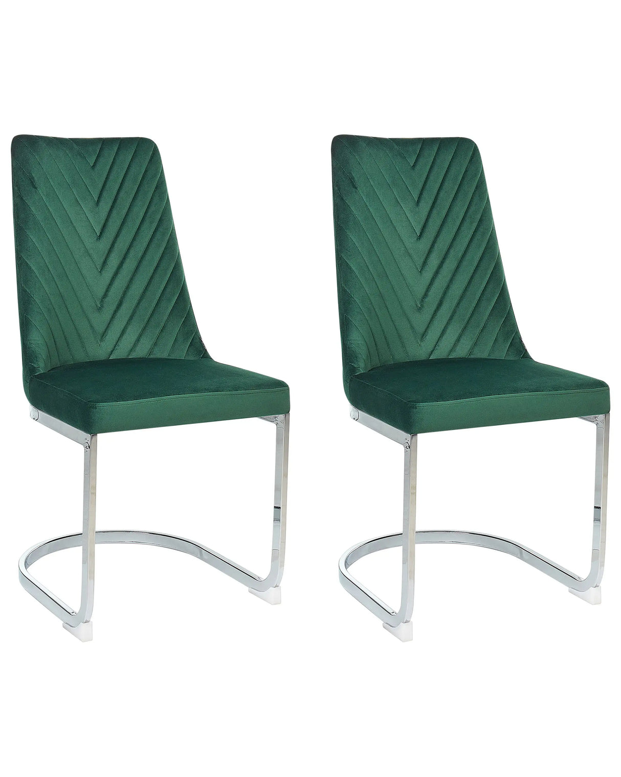 Set of 2 Dining Chairs Green Velvet Armless High Back Cantilever Chair Living Room Beliani