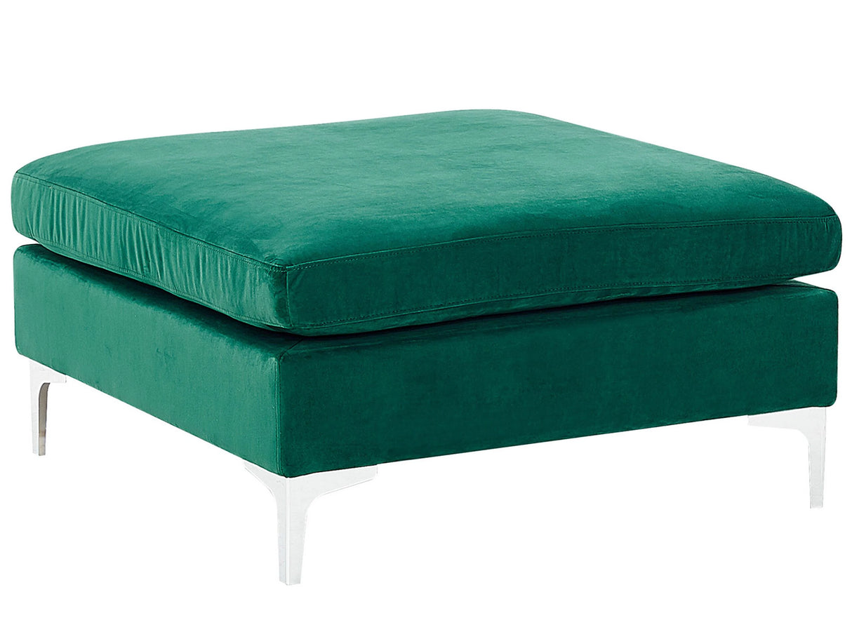 Ottoman Green Velvet Top-Pillow Seat Silver Metal Legs Glamour Style Beliani