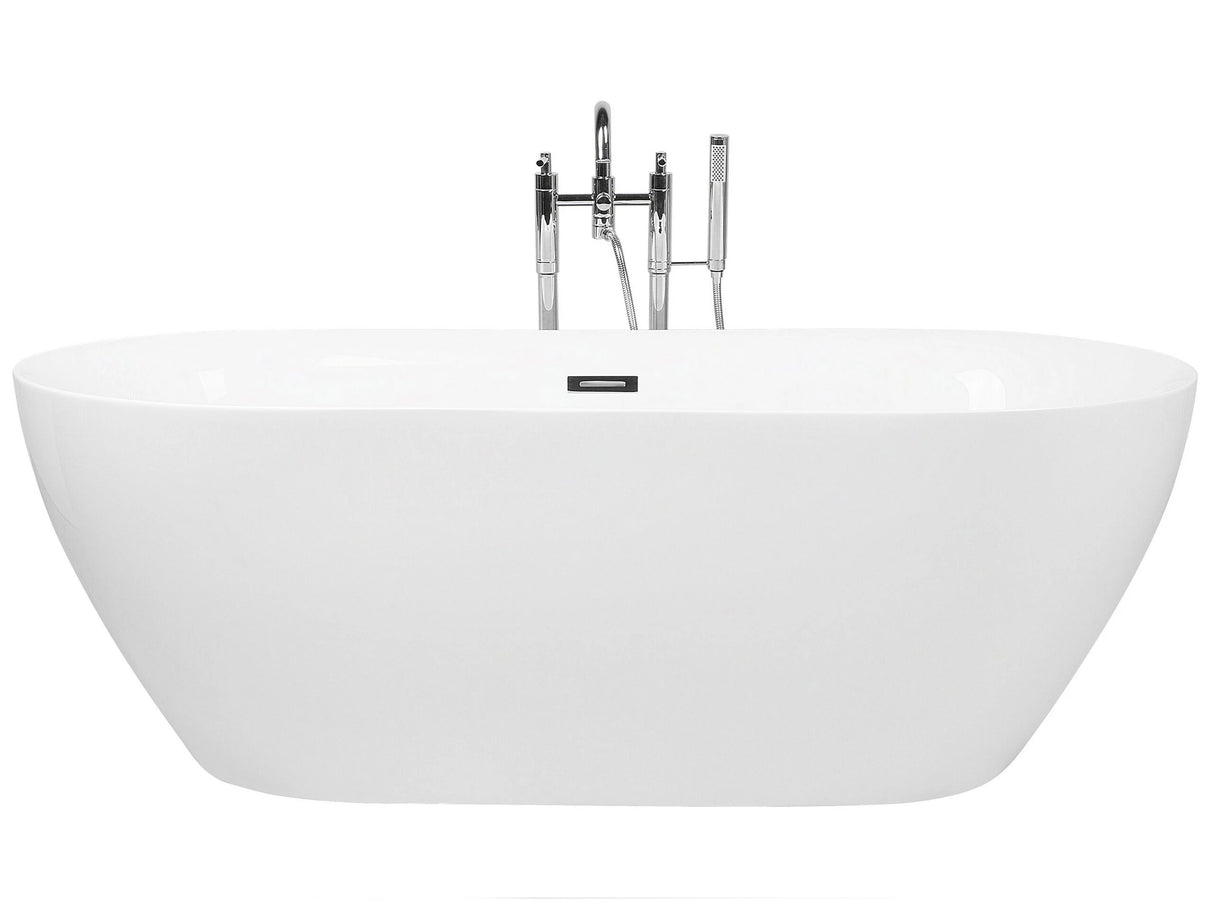 Freestanding Bath Glossy White Sanitary Acrylic Single 180 x 80 cm Oval Modern Design Beliani
