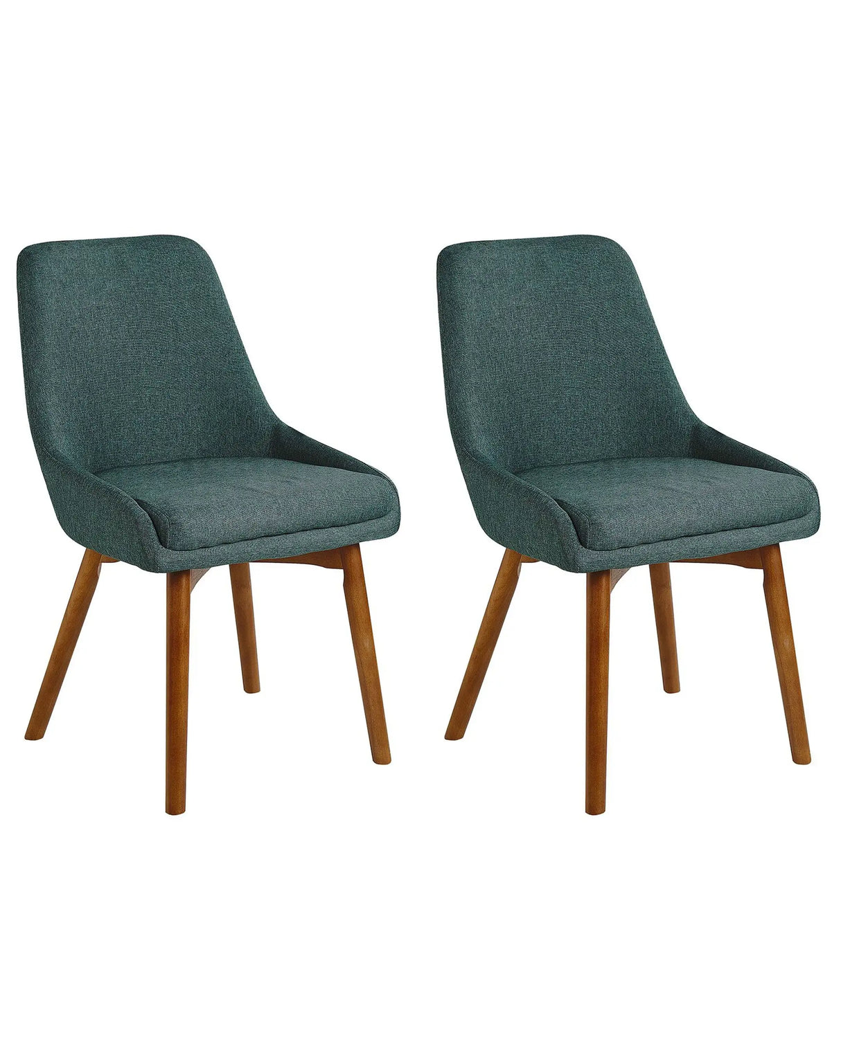Set of 2 Chairs Green Polyester Fabric Dark Solid Wood Legs Thickly Padded Seat Beliani