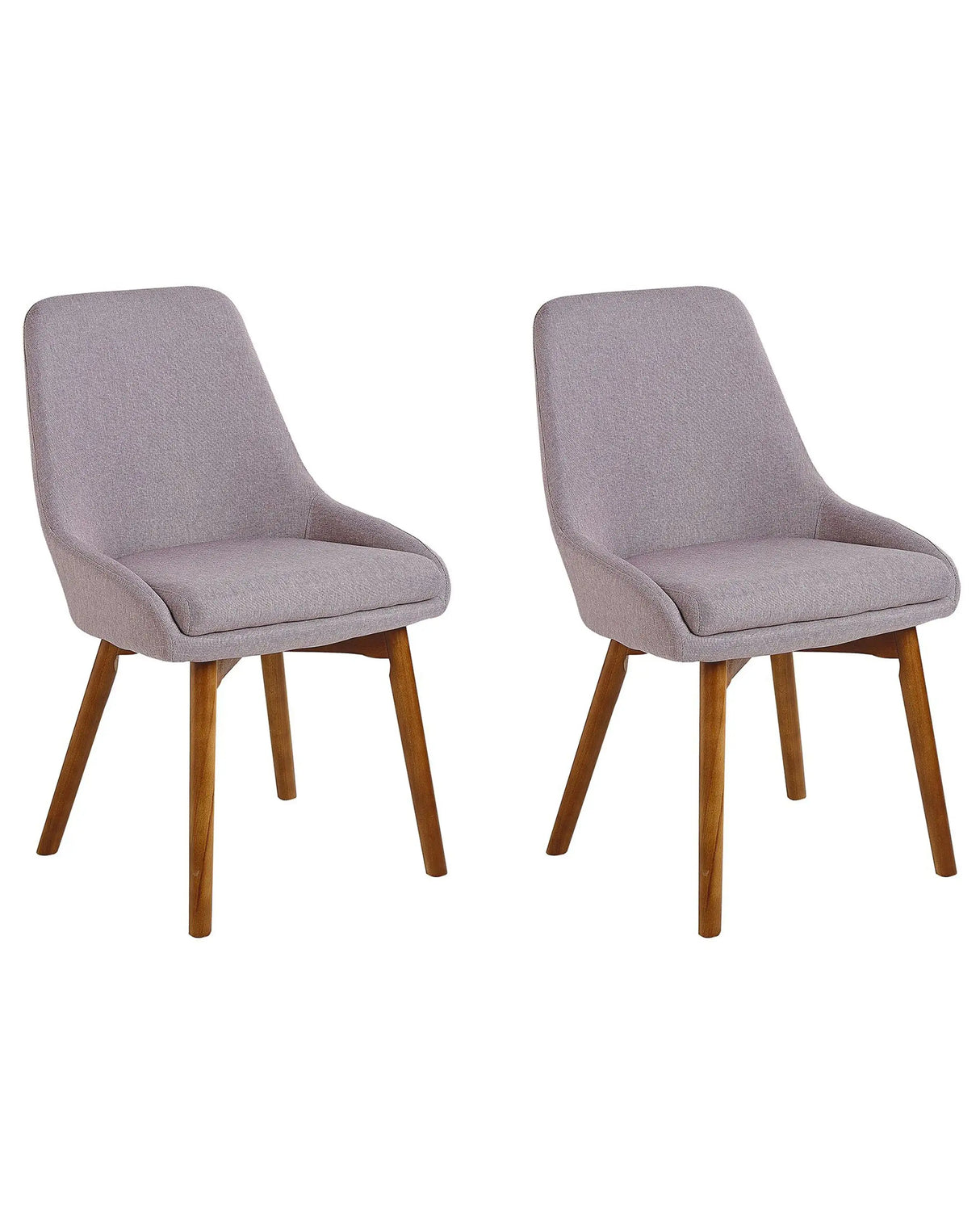 Set of 2 Chairs Taupe Polyester Fabric Dark Solid Wood Legs Thickly Padded Seat Beliani