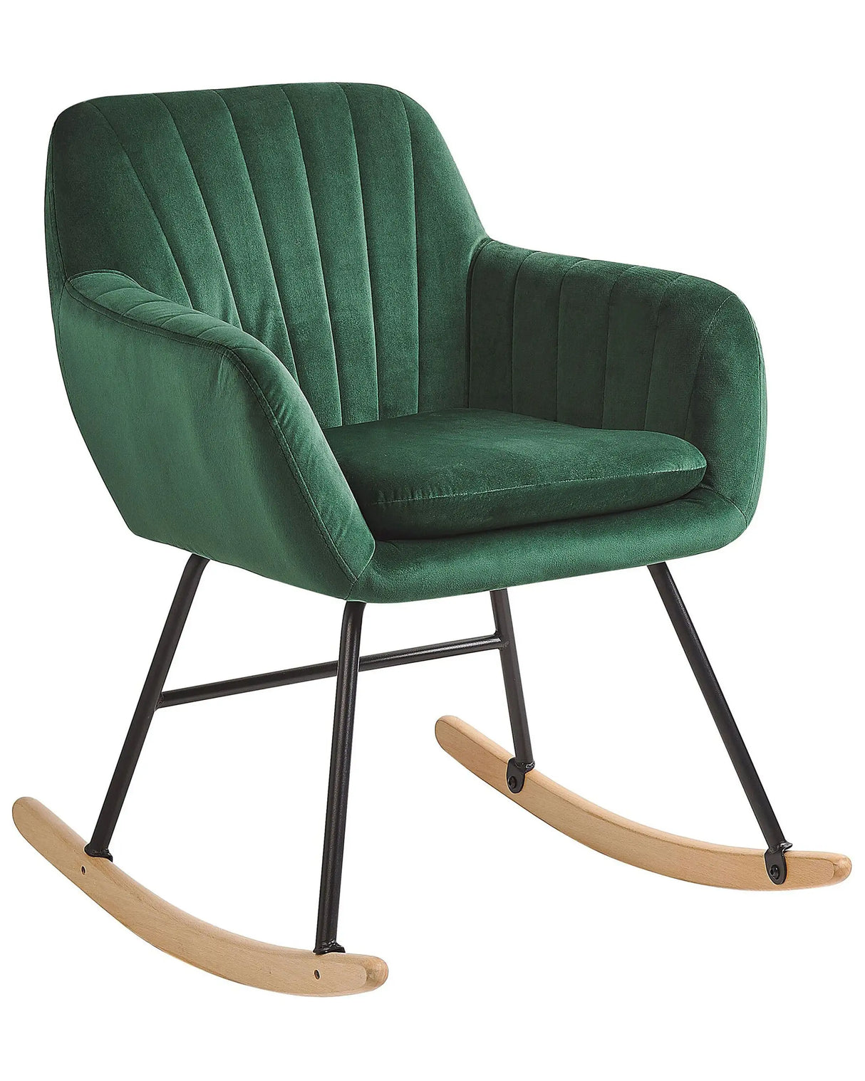 Rocking Chair Green Velvet Metal Legs Wooden Skates Modern Beliani