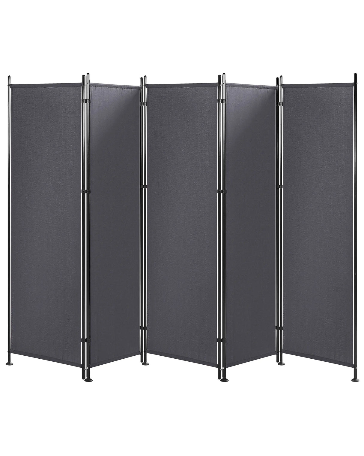 Room Divider Grey Polyester Black Steel Frame 5 Panels Decorative Screen Partition Beliani