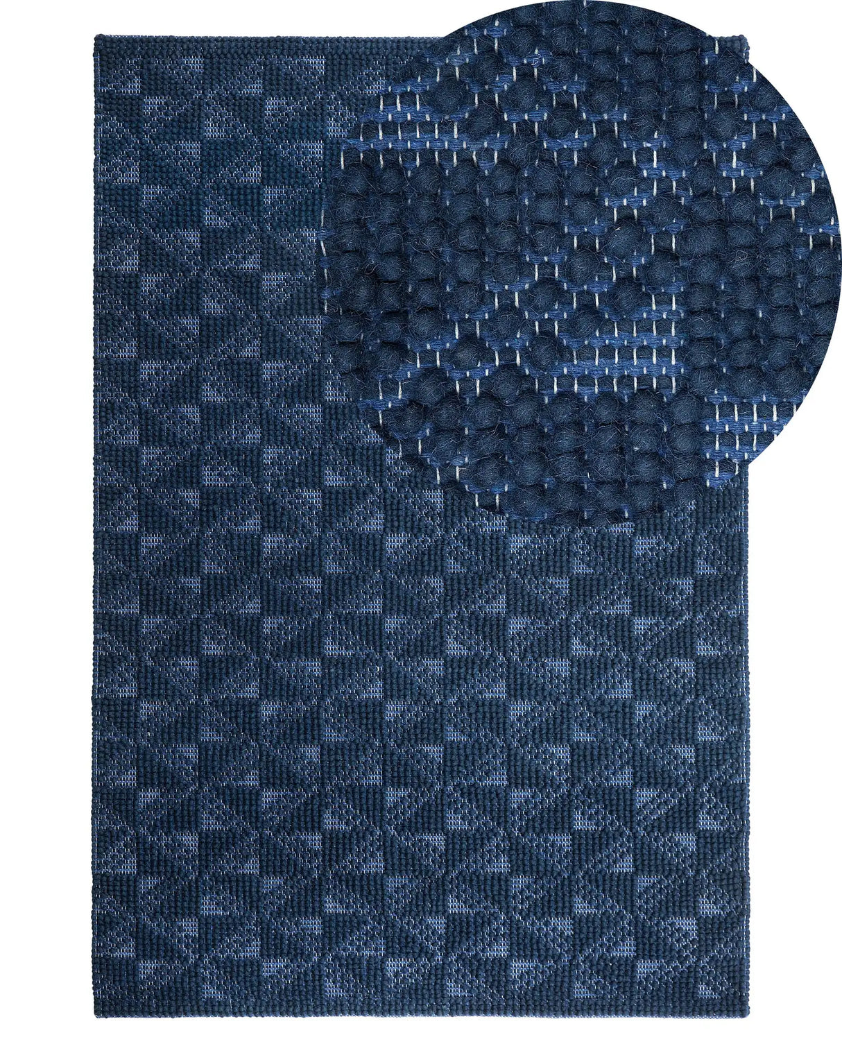 Area Rug Navy Blue 140 x 200 cm Wool Coastal Beliani