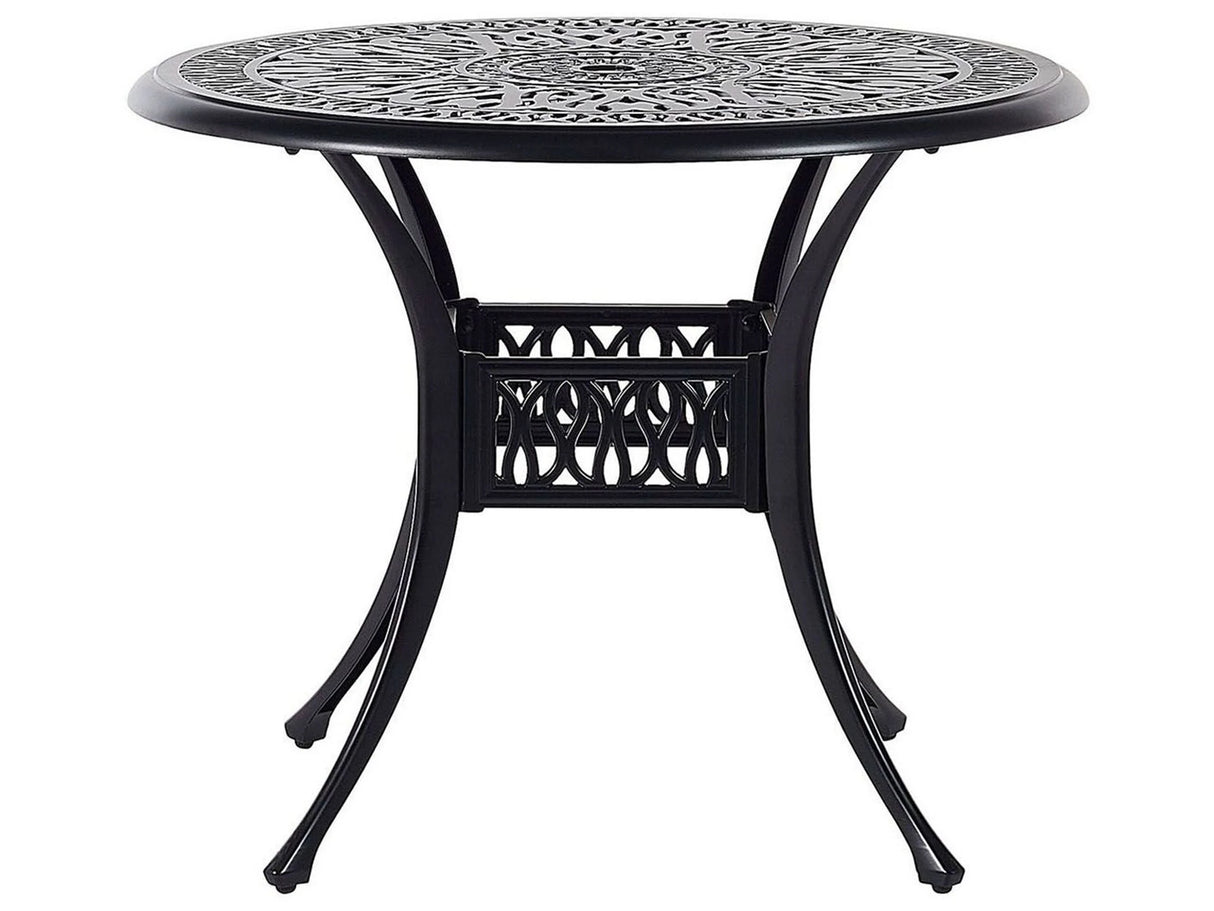 Garden Dining Table Black Aluminium Round 90 cm Outdoor Vintage Beliani