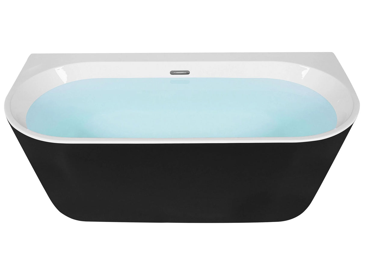 Bathtub Black Sanitary Acrylic Oval Single 170 x 80 cm with Overflow System Drainage Pipe Modern Design Beliani