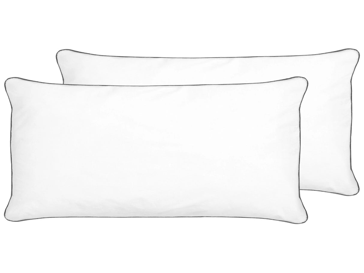 Set of 2 Bed Pillows White Japara Cotton Rectangular 40 x 80 cm Bedroom Cushions Sleeping Beliani