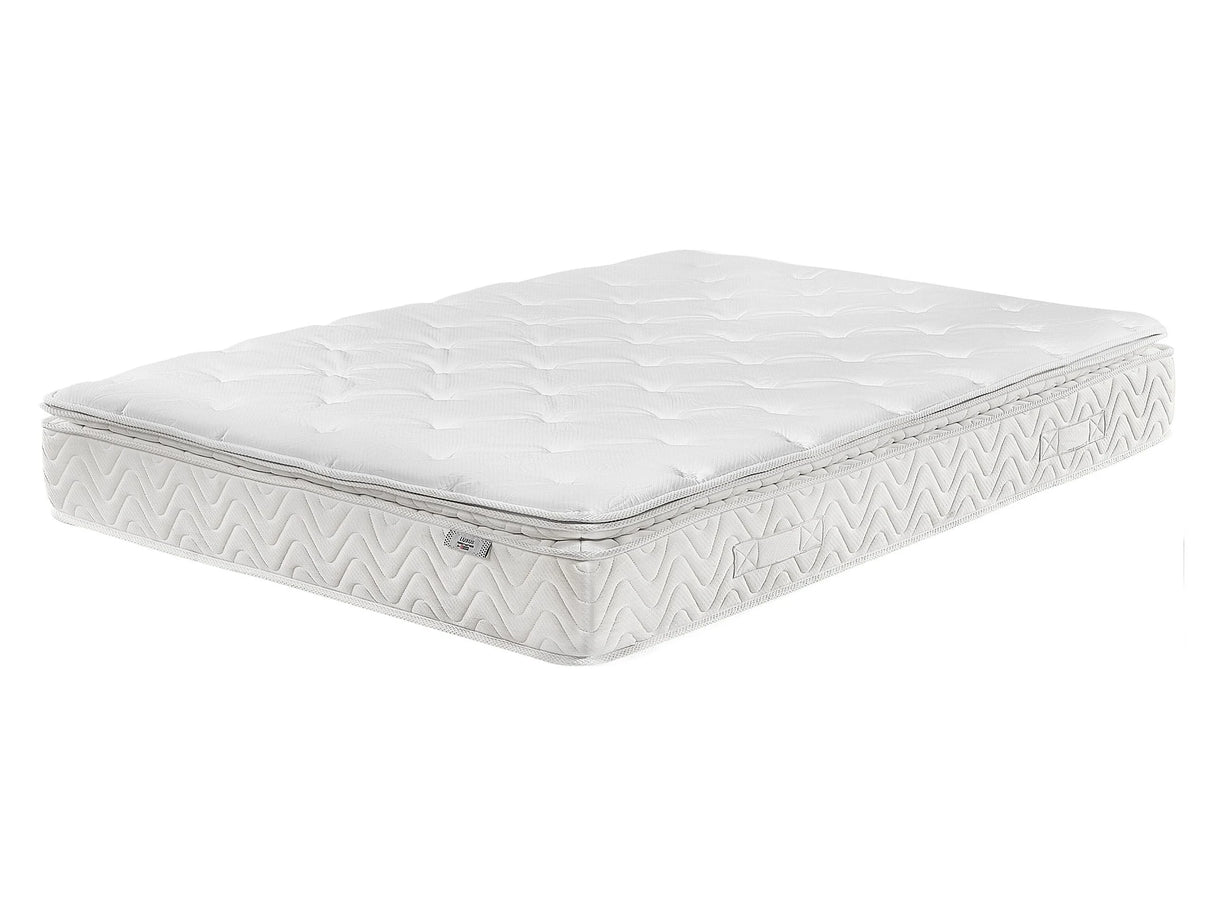 Pocket Spring Mattress White Bamboo Fabric EU Double 4ft6 5 Zone Medium Firm Removable Cover Beliani