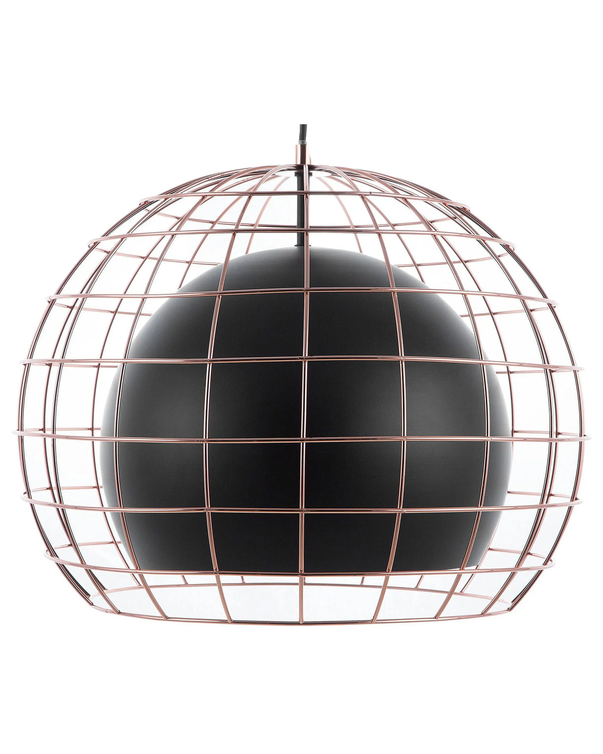 Ceiling Lamp Black Metal 128 cm Pendant Cage Shade Industrial Beliani