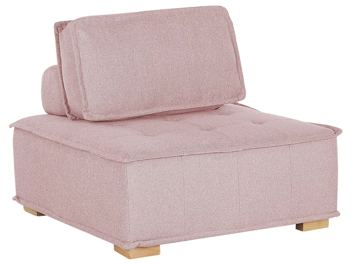 1-Seat Section Pink Polyester Solid Wood Legs Tufted Seat Removable Cushion Cover Beliani