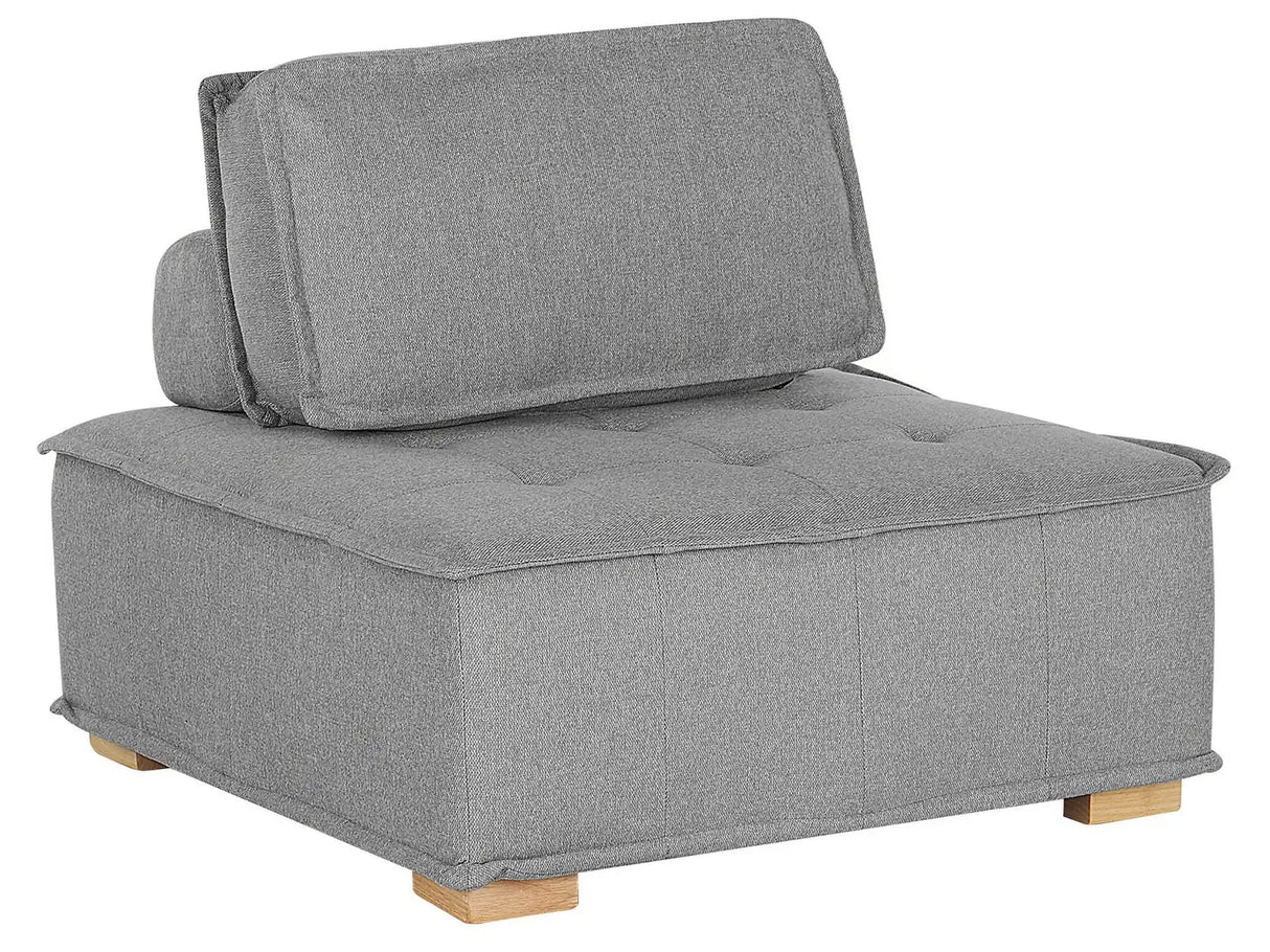 1-Seat Section Grey Polyester Solid Wood Legs Tufted Seat Removable Cushion Cover Beliani