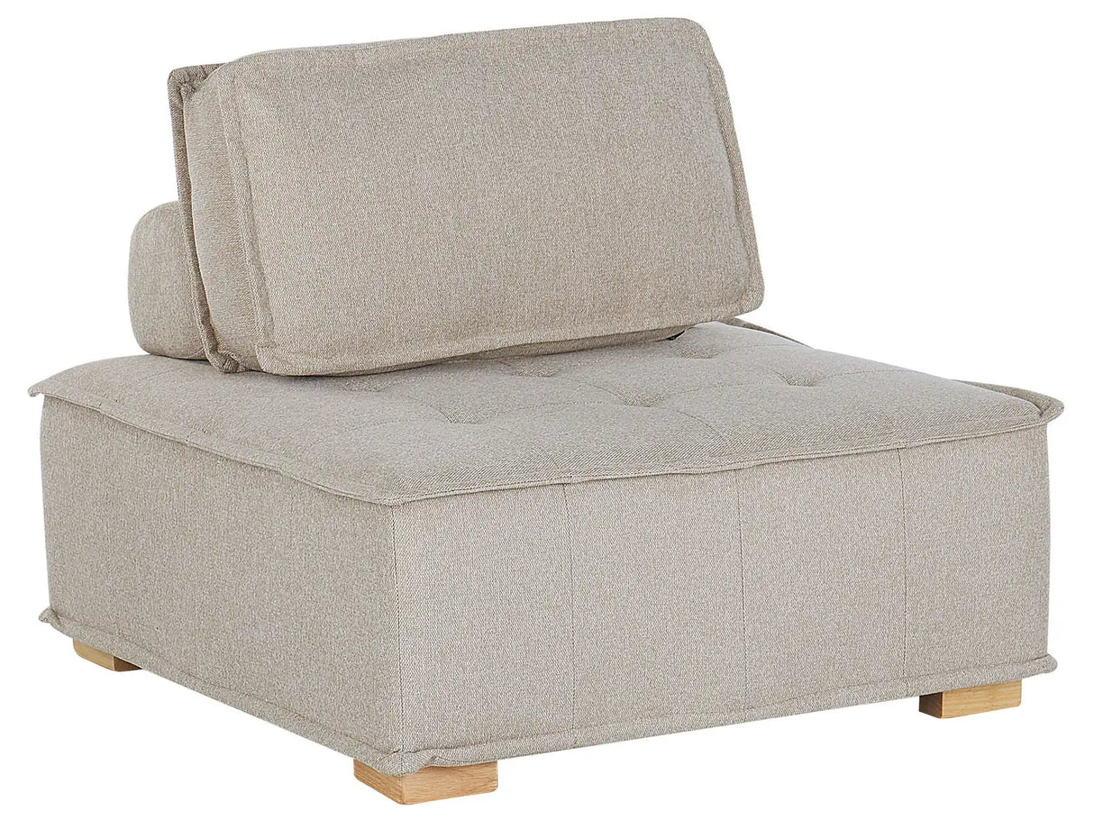 1-Seat Section Beige Polyester Solid Wood Legs Tufted Seat Removable Cushion Cover Beliani