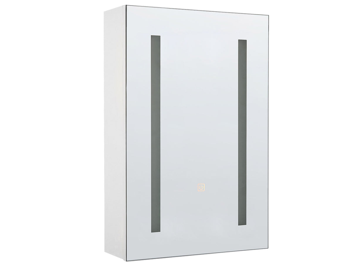 Bathroom Mirror Cabinet with LED White 40 x 60 cm Modern Beliani