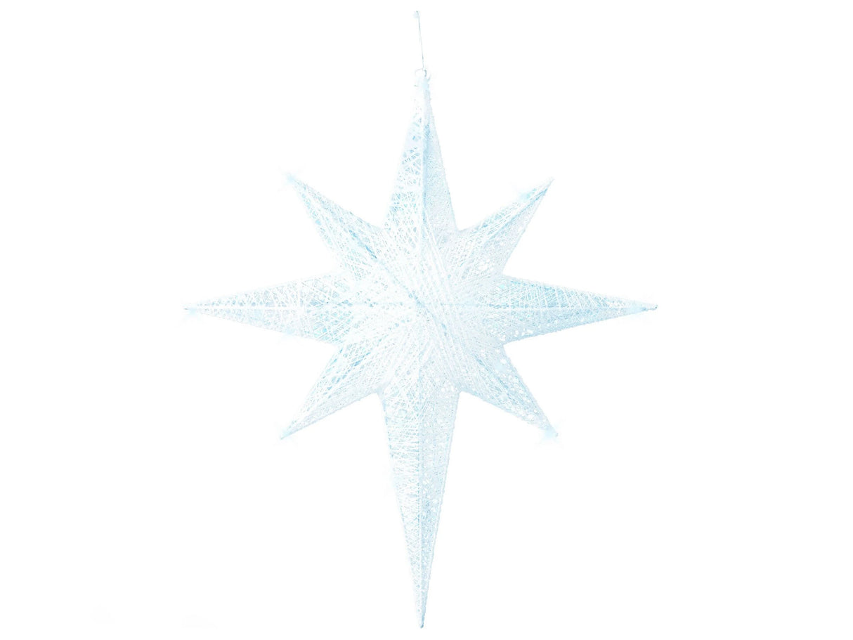 Hanging Dcor White Metal with LED Fairy Lights Star Shape Cotton Indoor Outdoor Christmas Beliani