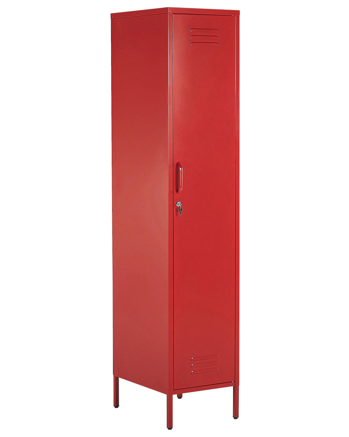 Metal Storage Cabinet Red Metal Locker with 5 Shelves and Rail Modern Home Office Beliani