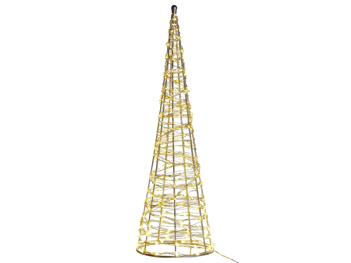 Outdoor LED Hanging Decoration Silver Metal Christmas Tree Seasonal Home Wall Dcor with Lights Beliani