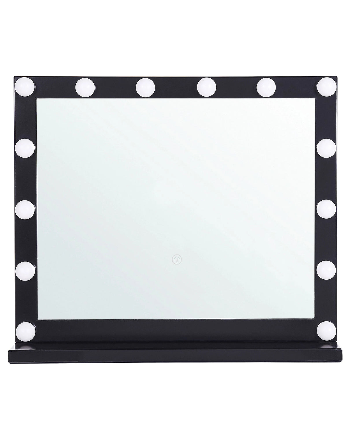Vanity Mirror with LED Black Metal 50 x 60 cm Rectangular Hollywood Illuminated Bulbs Dressing Table Beliani