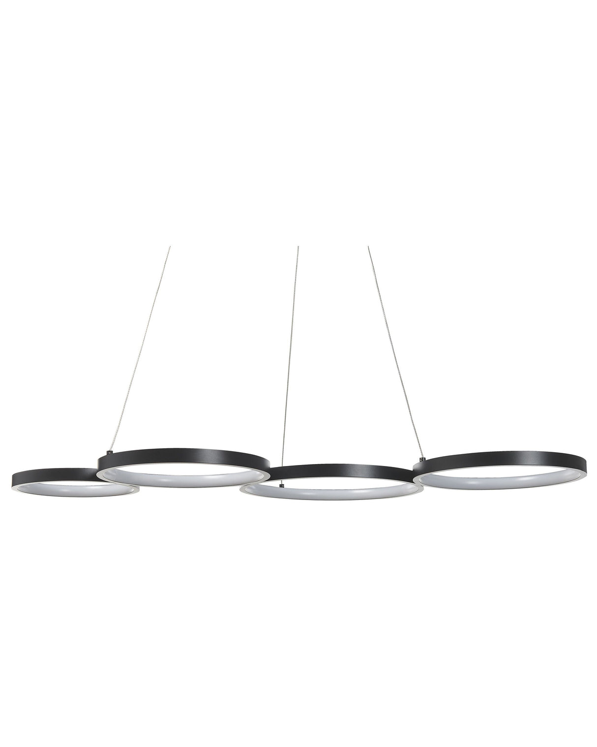 Pendant Lamp Black Aluminium Integrated LED Lights 5 Round Rings Hanging Modern Lighting Beliani