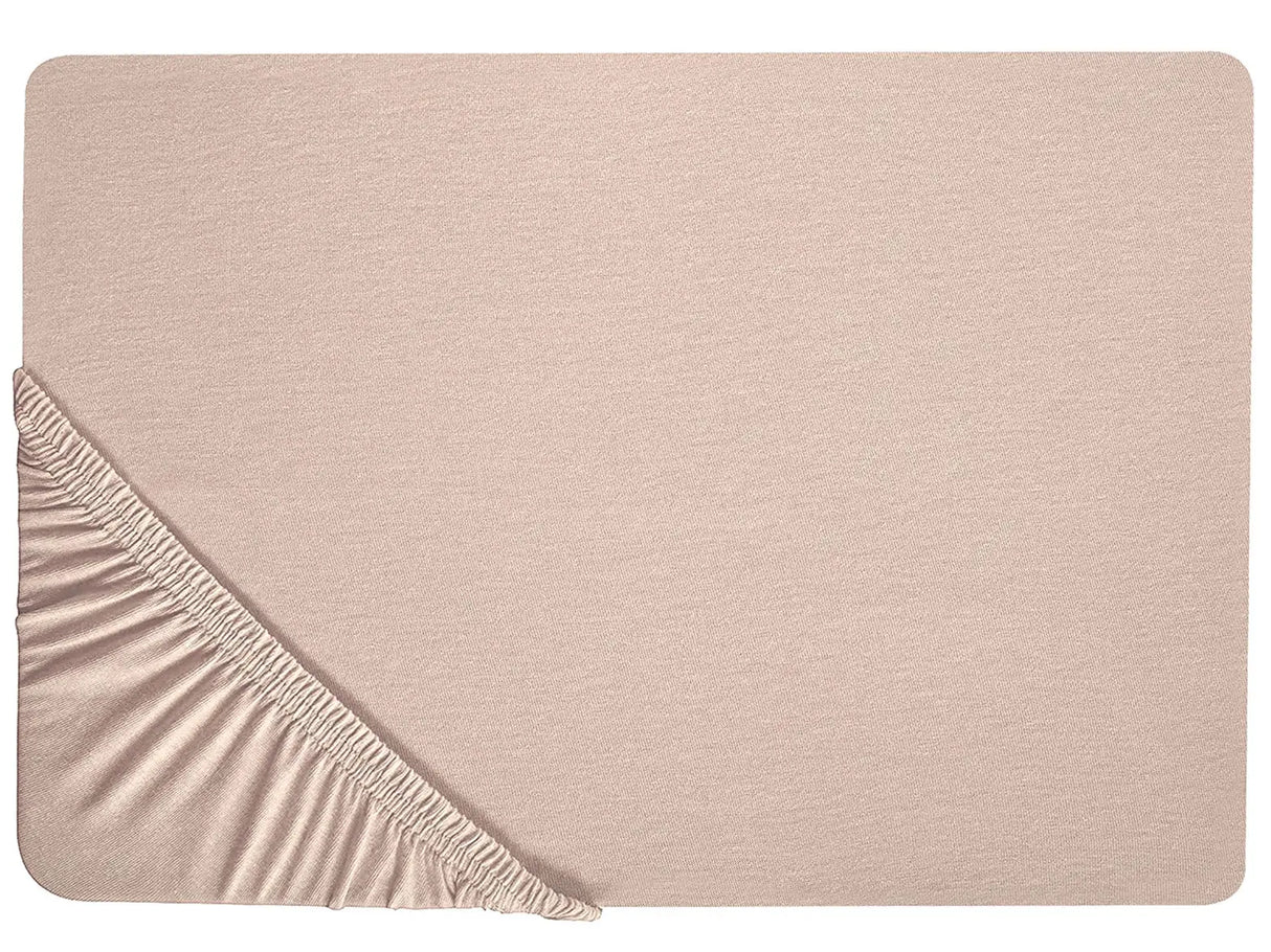Fitted Sheet Beige Cotton 200 x 200 cm Solid Pattern Classic Elastic Edging Bedroom Beliani