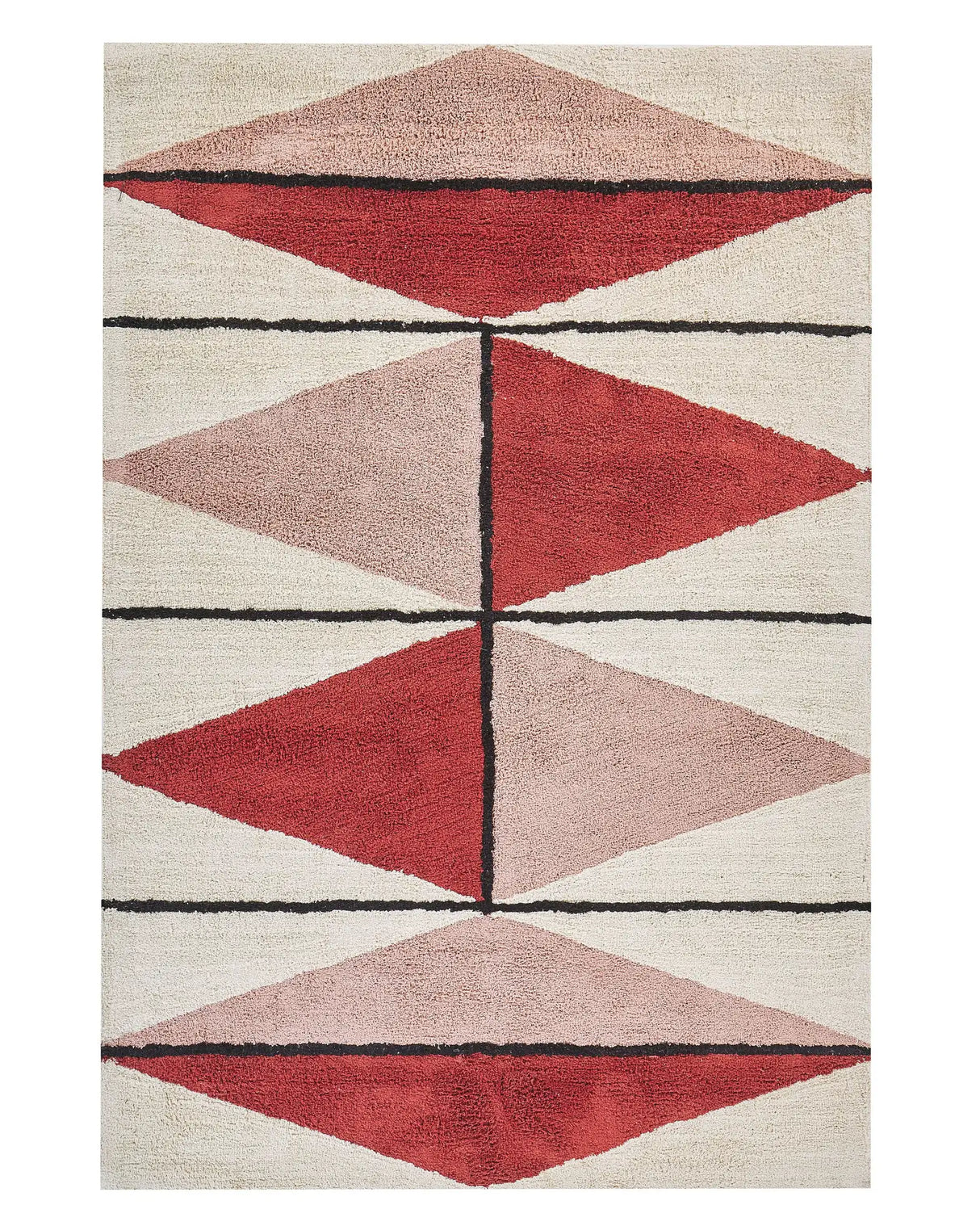 Area Rug Multicolour Cotton 140 x 200 cm Low Pile Geometric Pattern Rectangular Retro Beliani