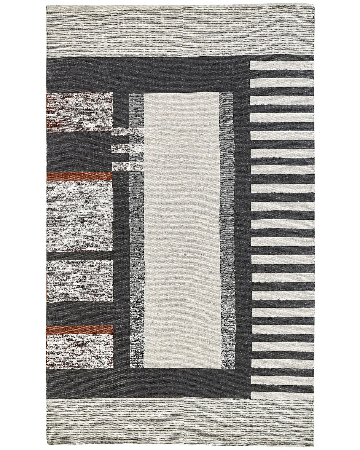 Area Rug Multicolour Cotton 140 x 200 cm Scandinavian Printed Pattern Handwoven Rectangular Living Room Beliani