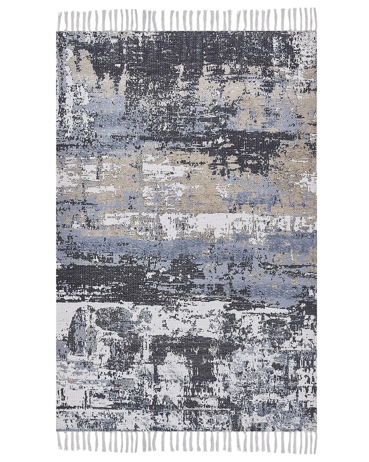 Area Rug Multicolour Polyester and Cotton 150 x 230 cm Handwoven Printed Abstract Distressed Pattern Beliani