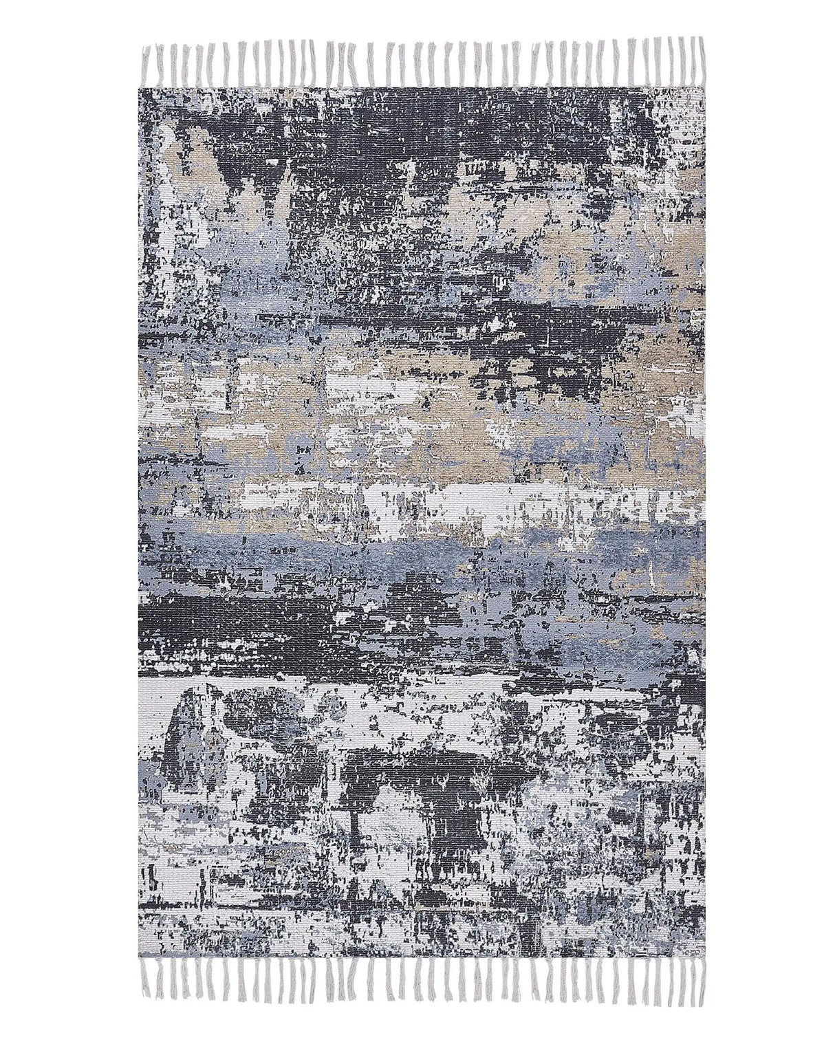 Area Rug Multicolour Polyester and Cotton 140 x 200 cm Handwoven Printed Abstract Distressed Pattern Beliani