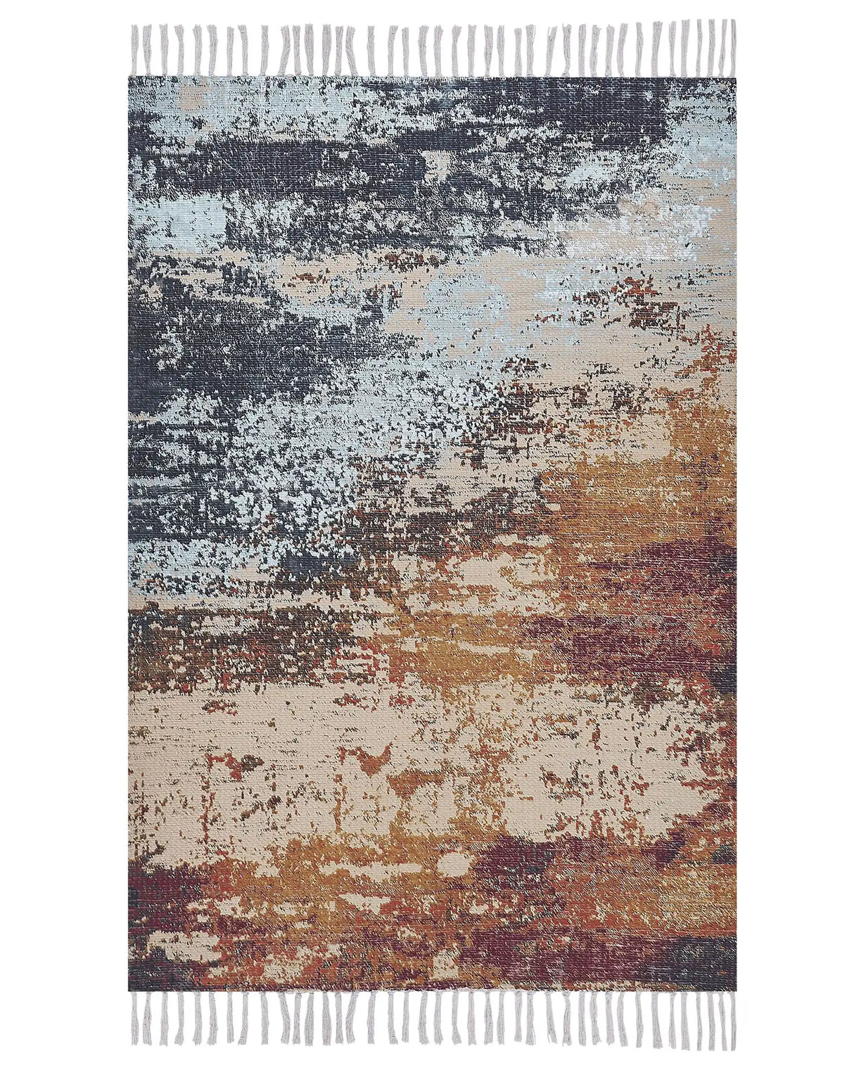 Area Rug Multicolour Polyester and Cotton 140 x 200 cm Handwoven Printed Abstract Watercolour Painting Pattern Beliani